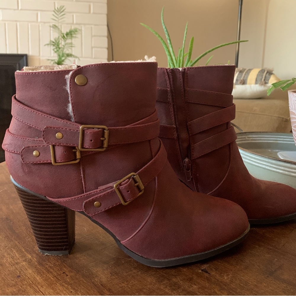 Burgundy Buckle Boot